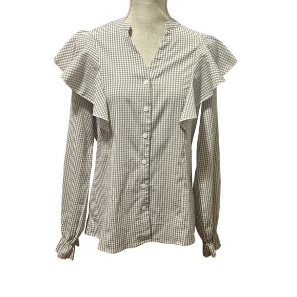 Apple Boulevard Ruffle Button-Up Top Size Large - Picture 1 of 5